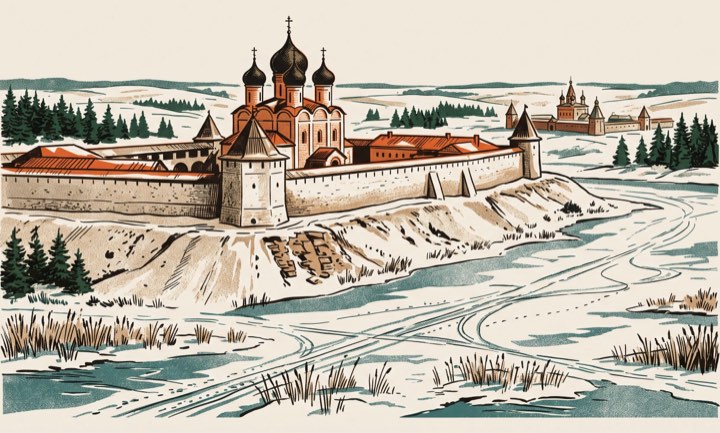 Псков в снегу: кремль, крепость, пещеры
